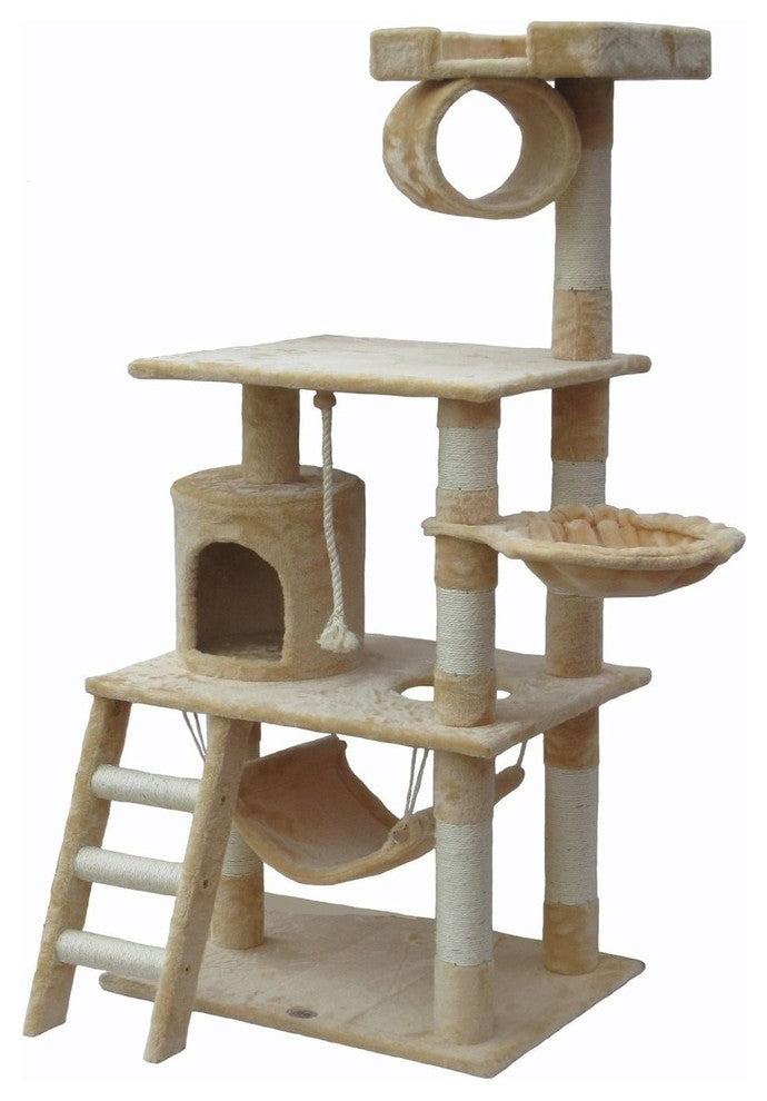 Ipet 56 Cat Tree Condo Cat Furniture Scratching Post Pet House Beige