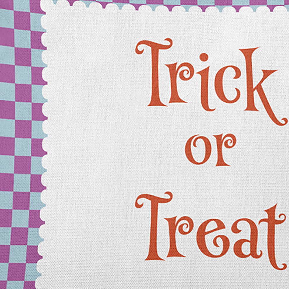Halloween Trick or Treat Checks Accent Pillow, Orchid, 26"x26"