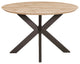 Ravenna 47" Round Dining Table MDF Tabletop in Geometric Metal Base, Maple