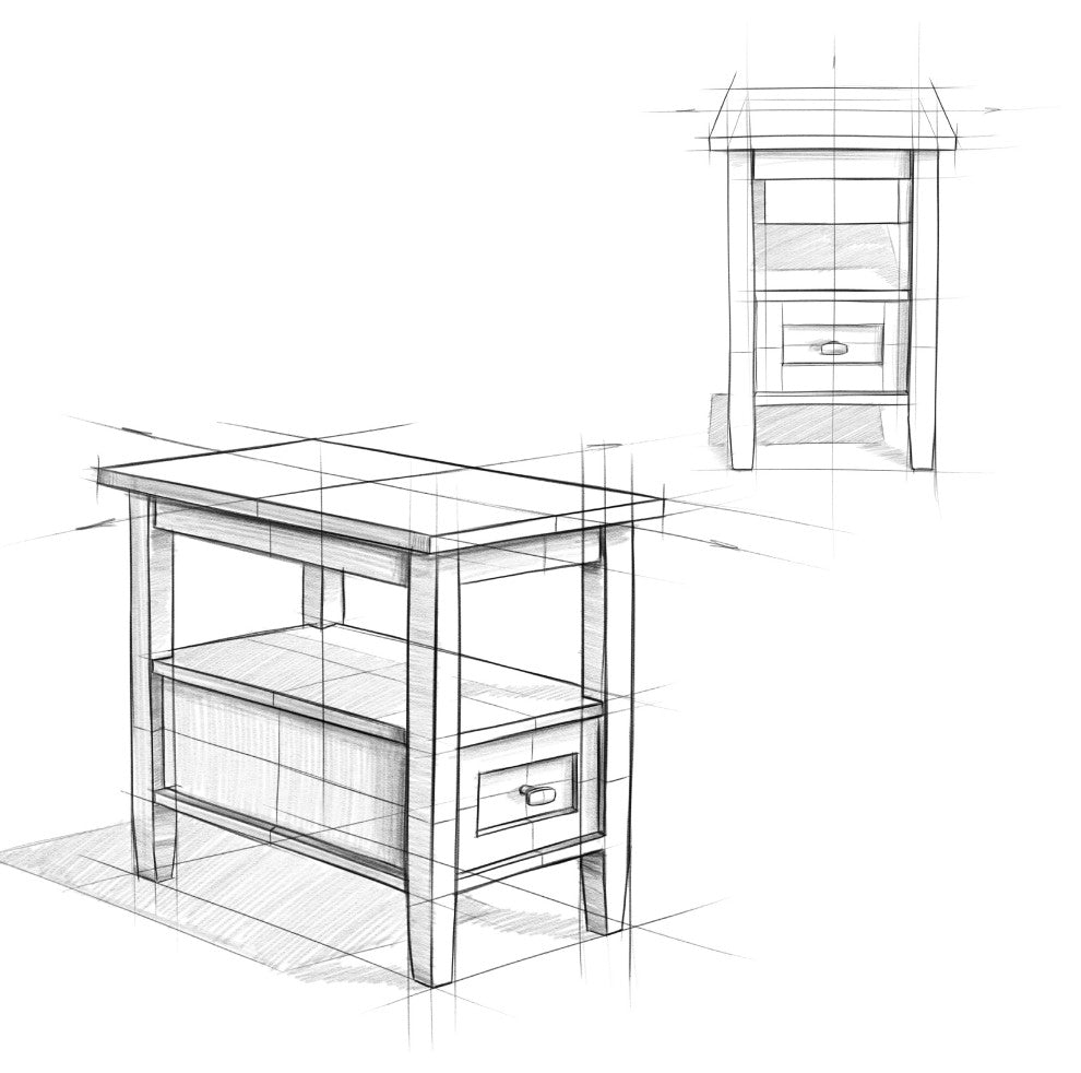 Warm Shaker Solid Wood 14" Rustic Narrow Side Table, Distressed Charcoal Brown