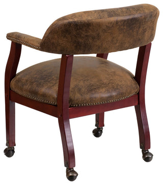 Vinyl Chair With Casters, Brown, 24"x25"x30"