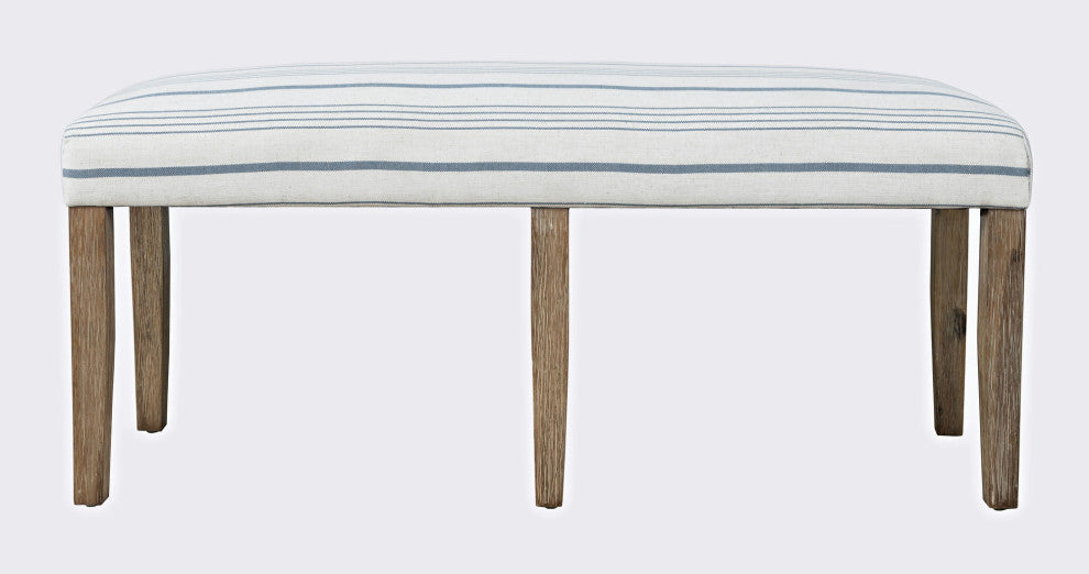 Eastern Tides Coastal Wire-Brushed Acacia 46" Upholstered Dining Bench