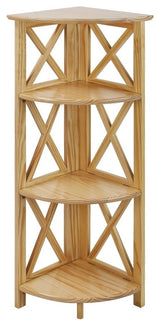 Montego 4-Shelf Corner Folding Bookcase-Natural