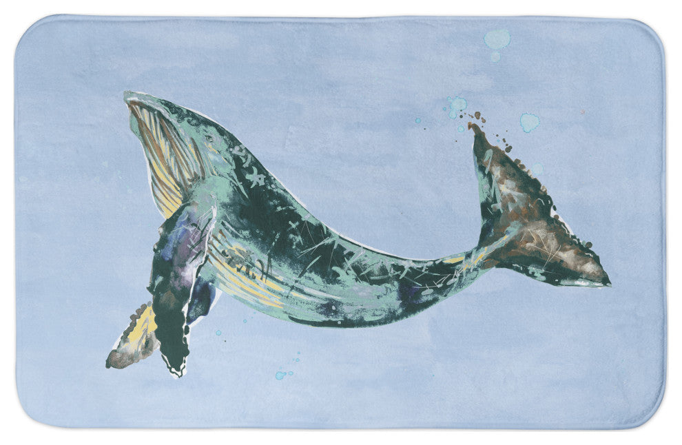 Teal Whale On Blue 21x34 Bath Mat