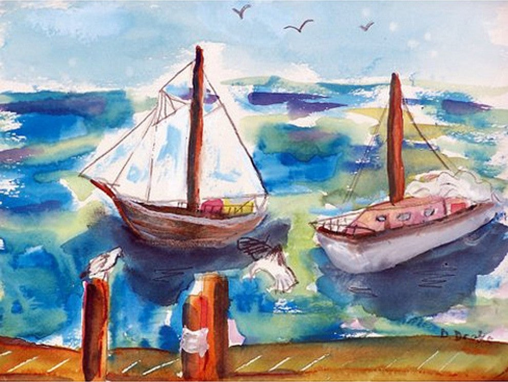Two Sailboats Door Mat 30x50