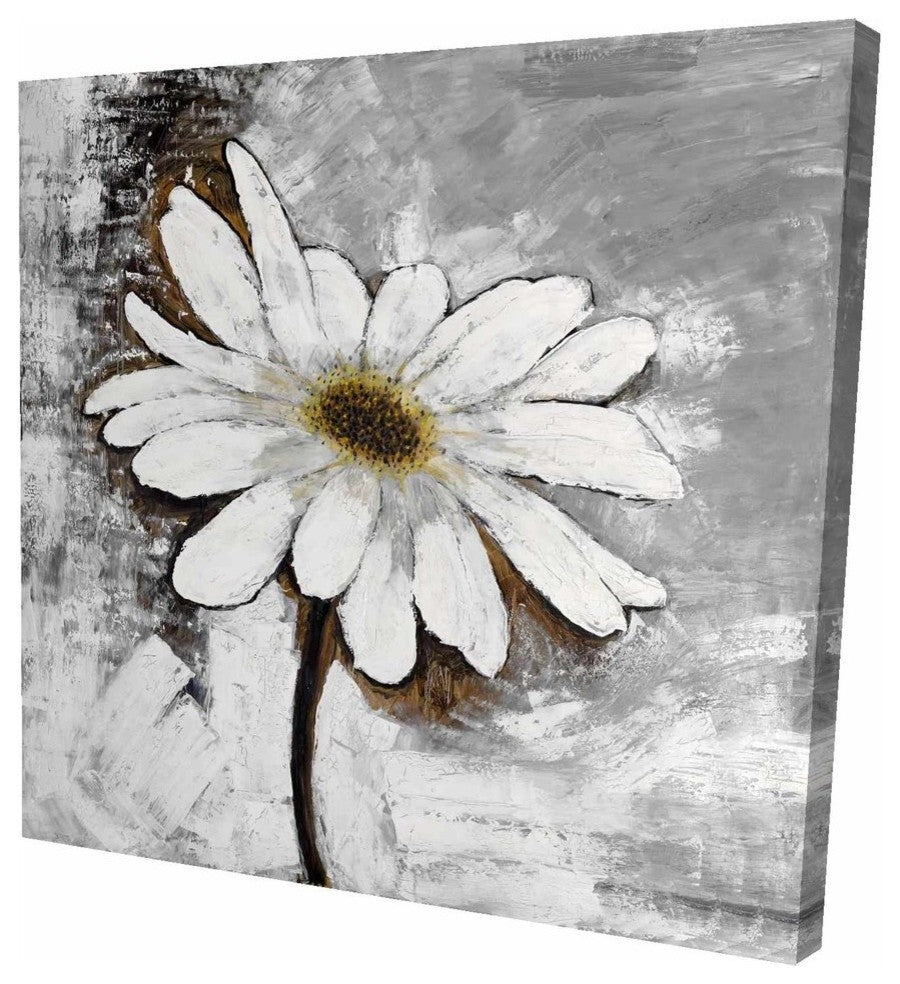 Abstract Daisy Flower, Fine Art Gallery Wrapped Canvas, 24"x24"