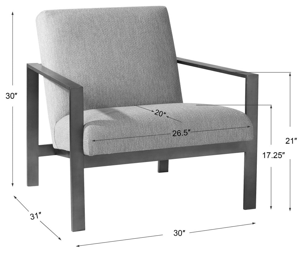 Metal Frame Accent Chair Wide Open Mid Century Modern Beige