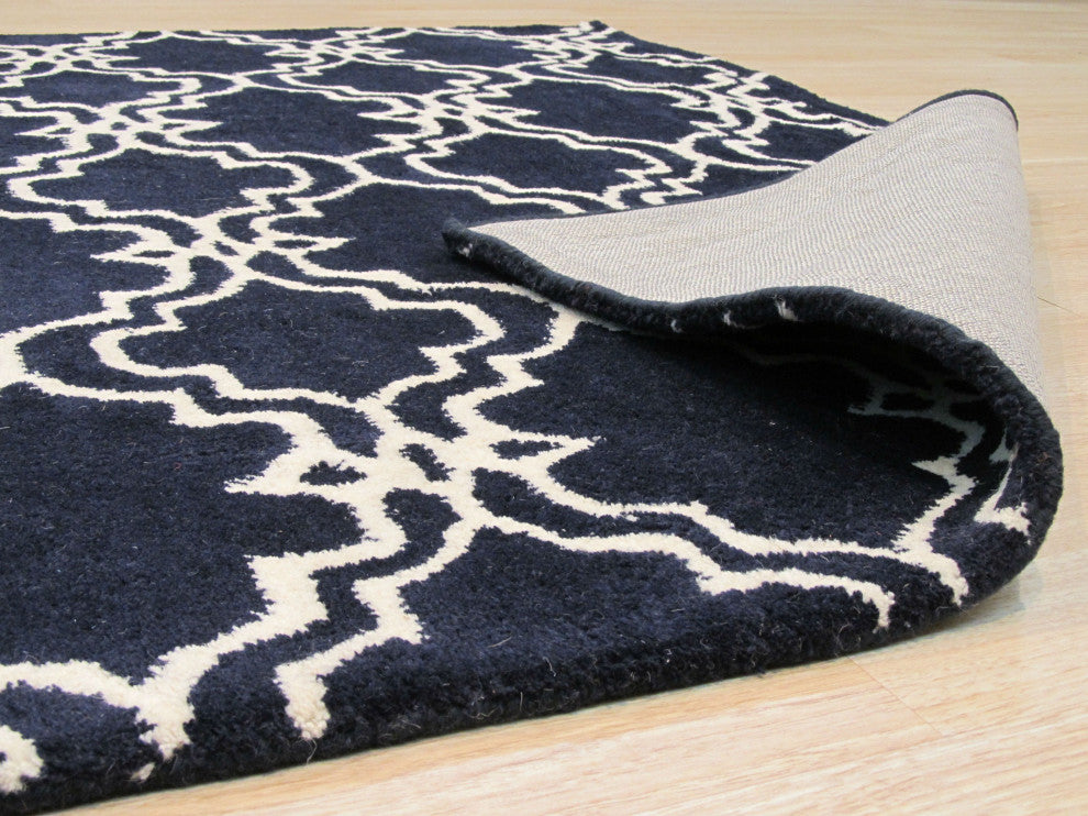 Blue Traditional Trellis Moroccan Area Rug
