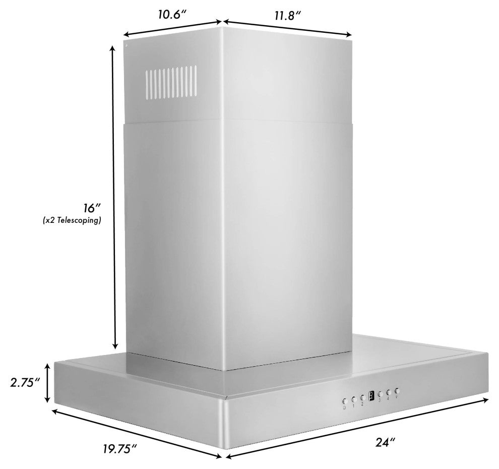 ZLINE 24" Convertible Vent Wall Mount Range Hood in Stainless Steel