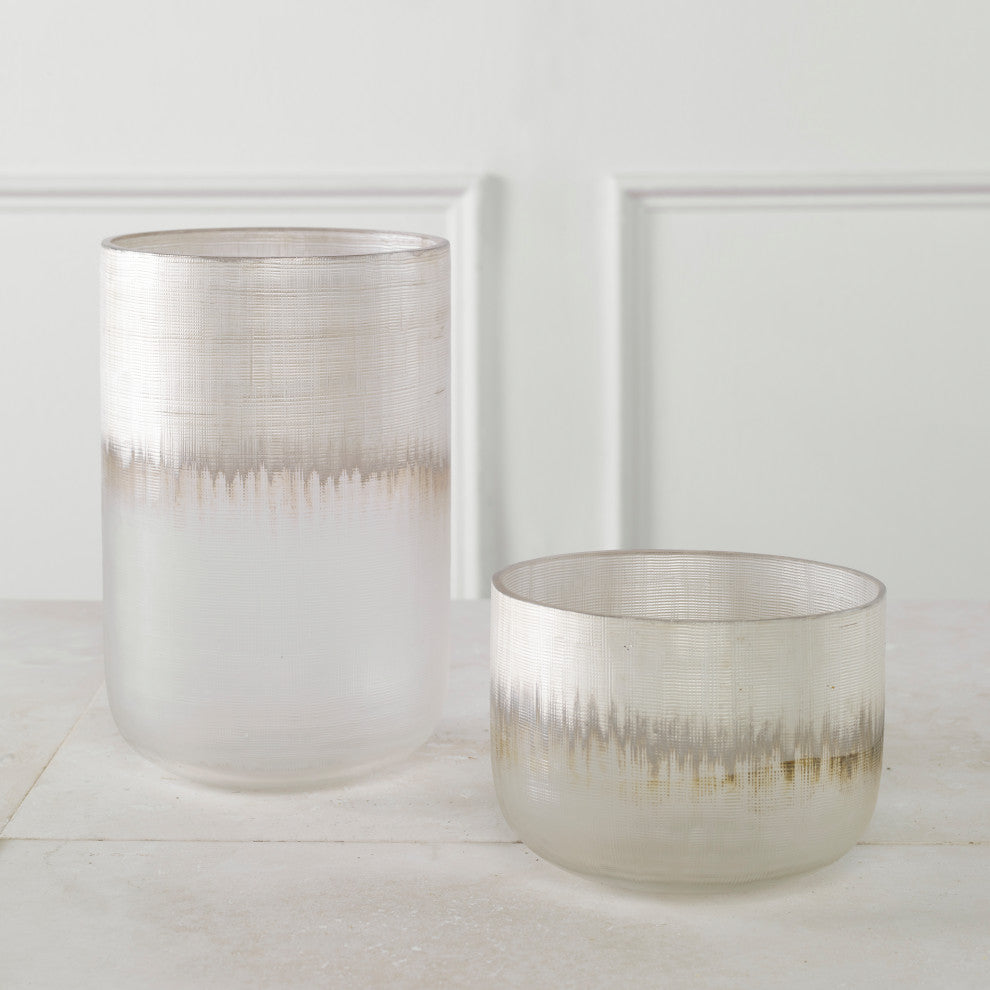 Uttermost Frost Silver Drip Glass Vases, Set of 2