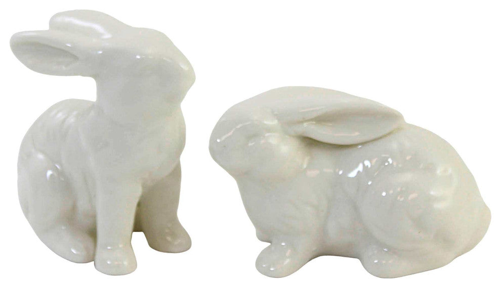 Easter White Bunnies Set/6 Porcelain Hippity Hop Adorable 13872A