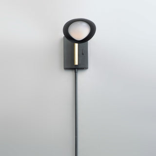 Maxim 21691 Scan 1 Light 8" Tall LED Plug-In Wall Sconce - Black / Satin Brass