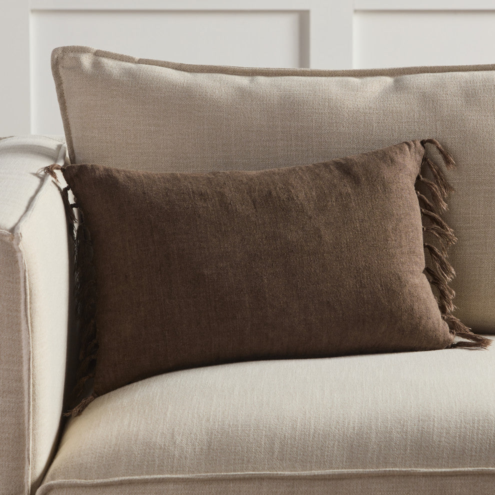 Jaipur Living Majere Solid Brown Poly Fill Pillow 13"X21" Lumbar