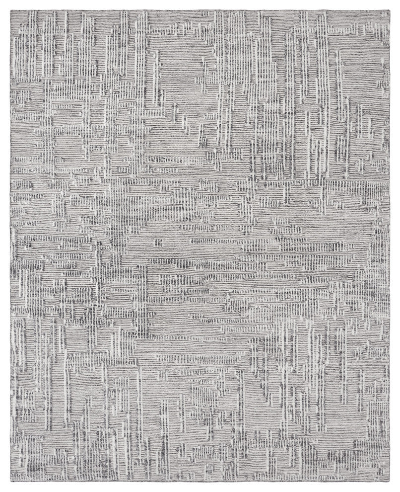 Ivory Contemporary Geometric Transitional High-Low Area Rug
