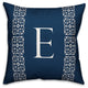 Navy with White Lace Pattern - Monogram E 18x18 Spun Poly Pillow