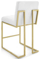 Side Dining Chair, Set of 2, Fabric, Metal, Gold White, Cafe Bistro Restaurant