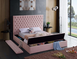 Bliss Velvet Upholstered  Bed, Pink, King