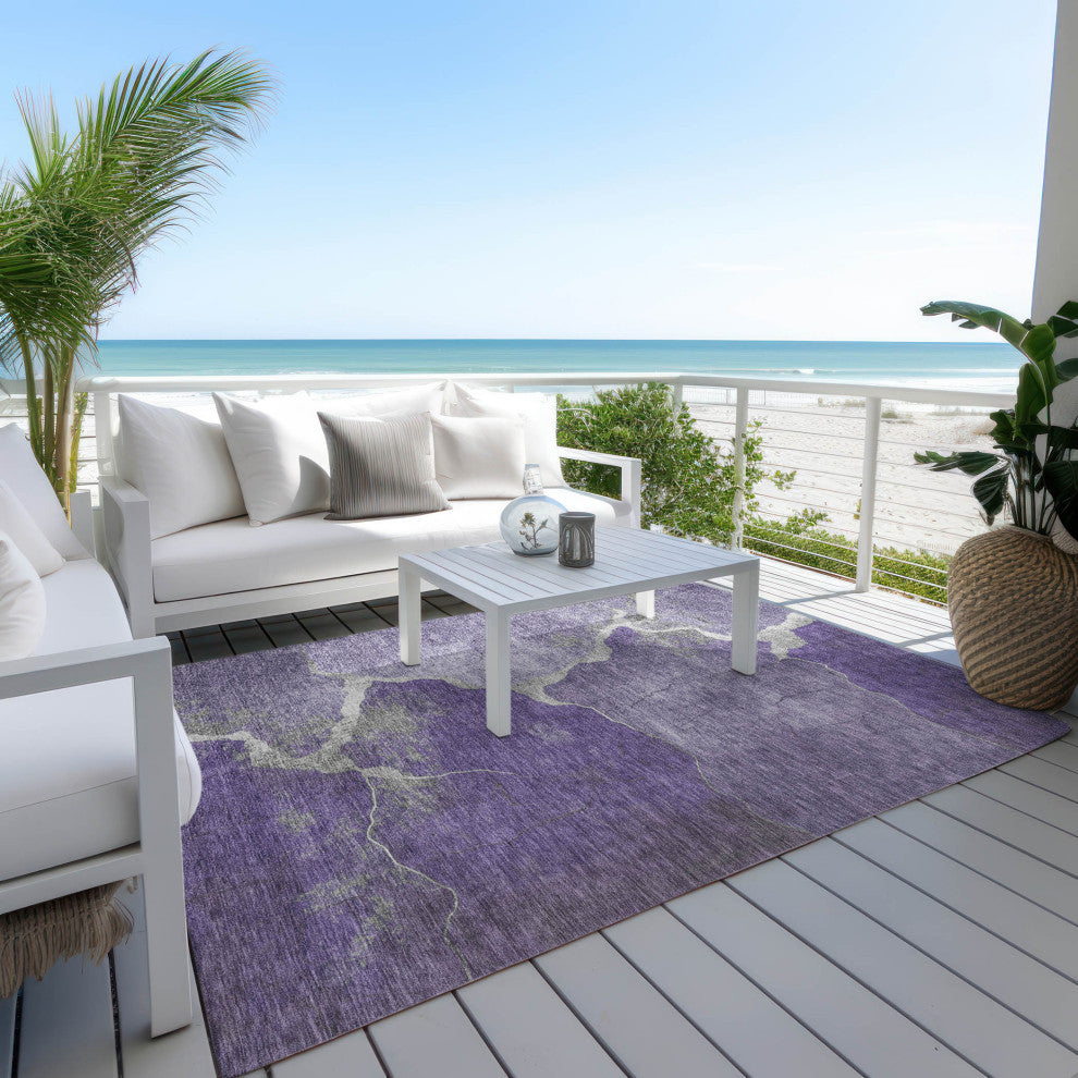 Machine Washable Indoor/Outdoor Chantille ACN1889 Purple 9' x 12' Rug