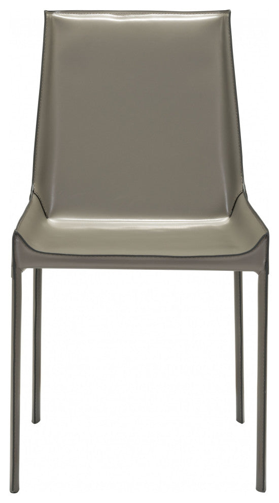Set of Two Gray Faux Leather Dining Chairs