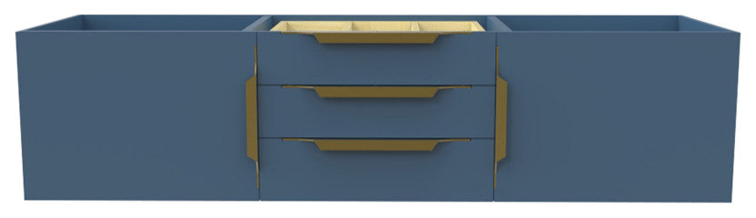 CastelloUSA Alpine 60" Wall Mounted Vanity, Base Only, Blue, Gold Handles