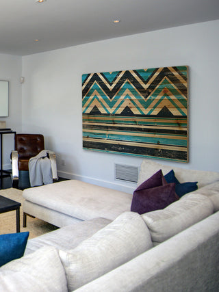 "Angles on Top" Painting Print on Natural Pine Wood