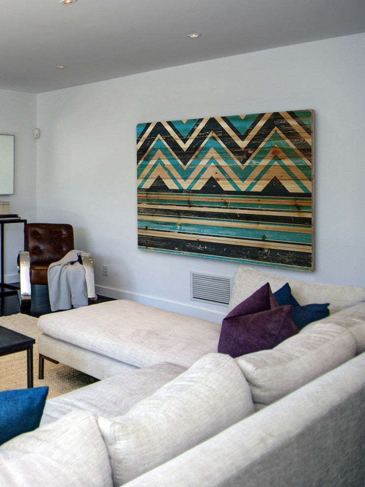 "Angles on Top" Painting Print on Natural Pine Wood