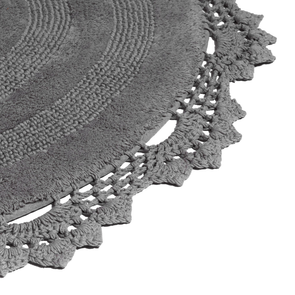 Winchester Crochet Border Bath Mat, Gray, 36" X 36"
