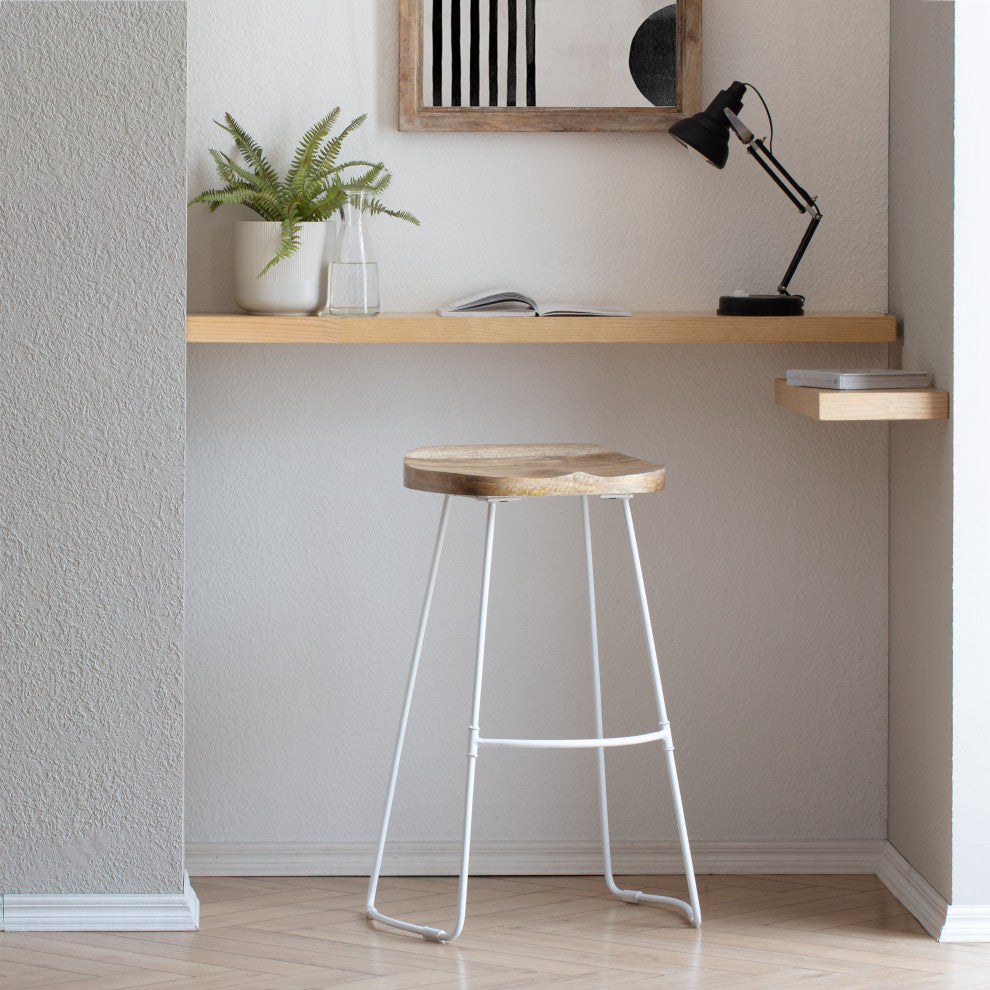 Asher 30" Saddle Seat Bar Stool, Natural