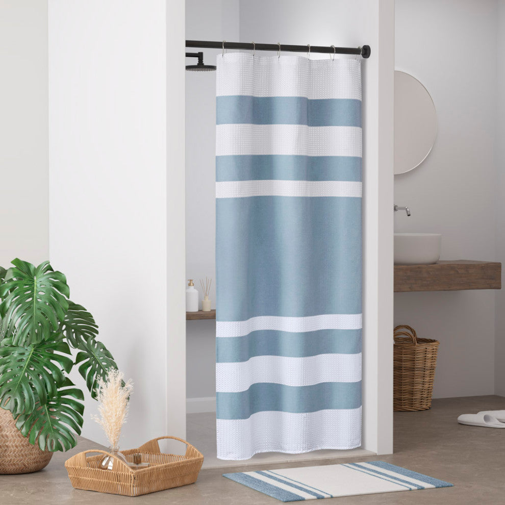 Madison Park Spa Waffle Shower Curtain With 3M Treatment