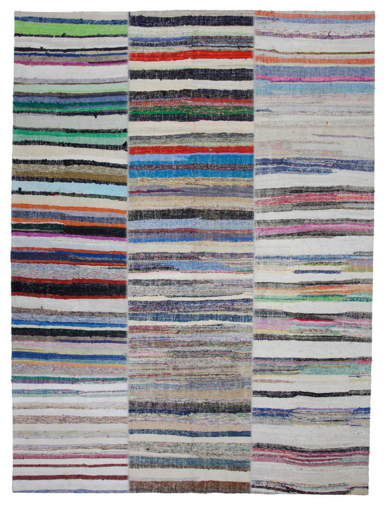 Rug N Carpet - Handmade Turkish 9' 9'' x 13' 2'' Rustic Patchwork Kilim Rug