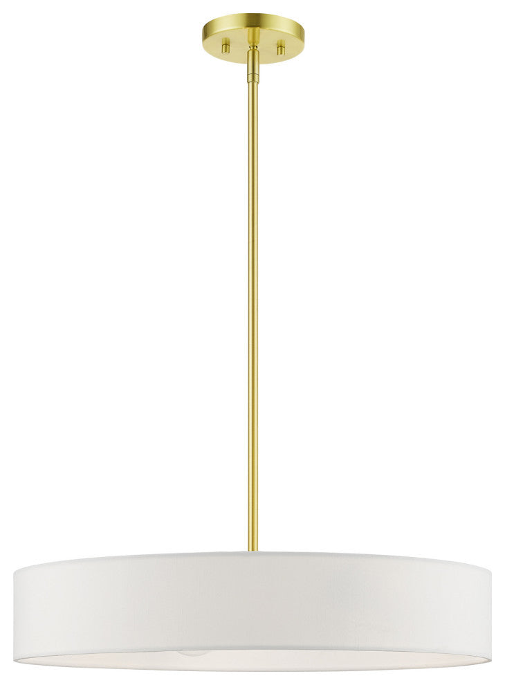 Venlo 4 Light Satin Brass With Shiny White Accents Medium Drum Pendant