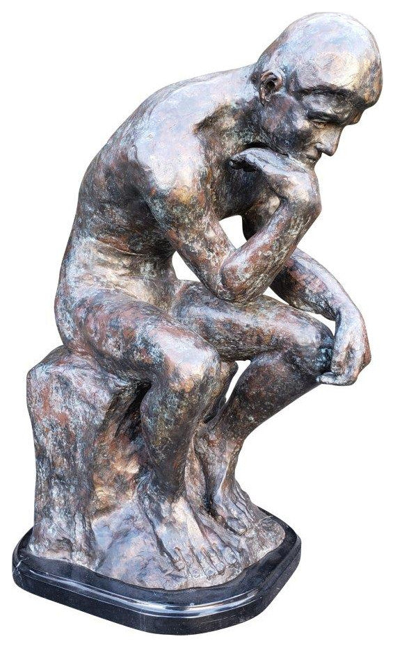 The Thinker Bronze Statue Rodin Replica -  Size: 16"L x 12"W x 24"H.