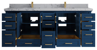 Boston 84 Double Sink Bath Vanity in Navy Blue 2" Venatino Quartz