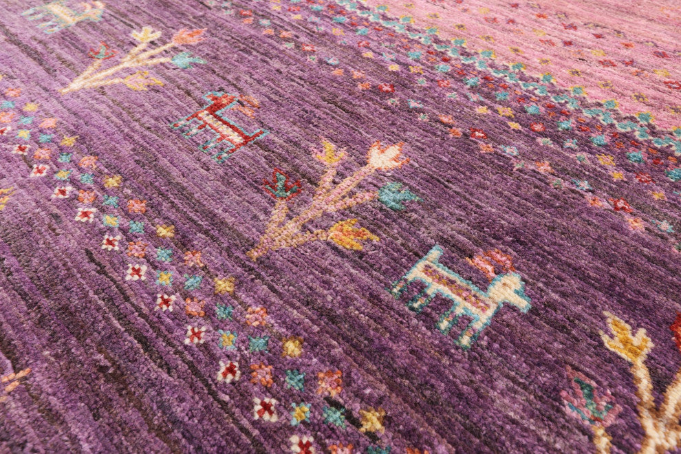 5' 6" X 7' 3" Handmade Persian Gabbeh Tribal Wool Rug Q9976