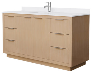 Maroni 60" Light Straw Single Vanity, White Cultured Marble Top