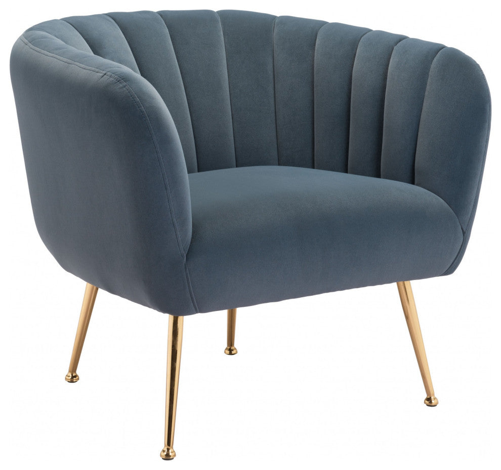 Gray and Gold Super Soft Vertical Channel Accent Club Chair