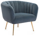 Gray and Gold Super Soft Vertical Channel Accent Club Chair