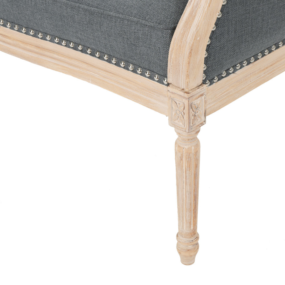GDF Studio Megan Classical Tufted Loveseat, Dark Gray, Fabric