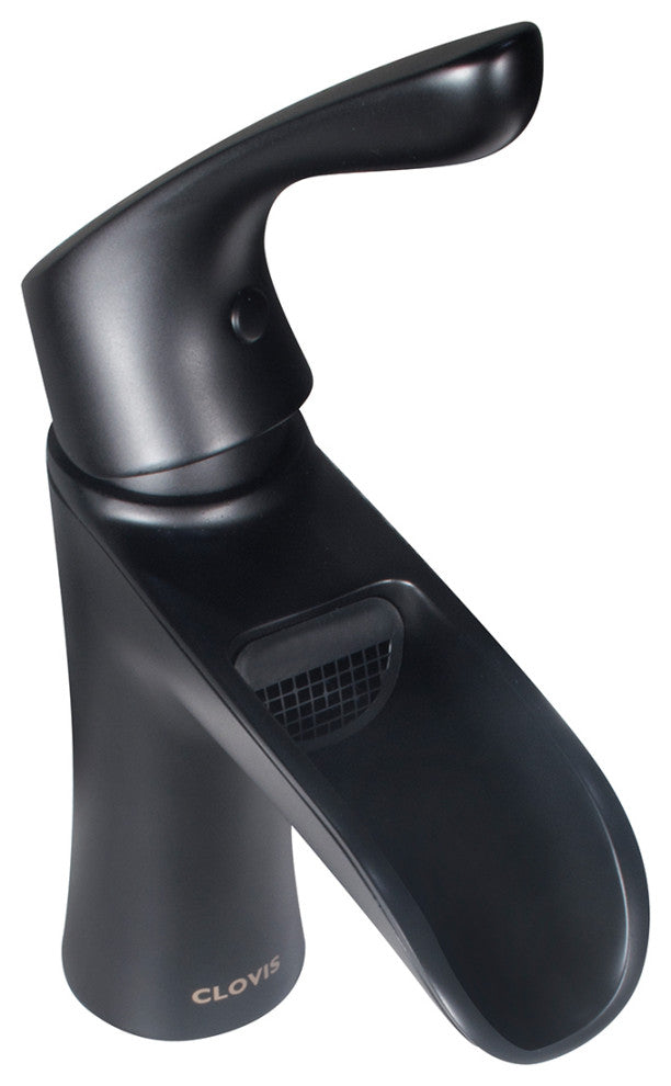 Waterfall Single Handle Single Hole Bathroom Faucet With Pop Up Drain Assembly, Matte Black