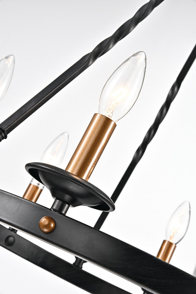 6-Light Antique Black Modern Farmhouse Round Chandelier