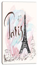 "Illustration With Eiffel Tower" Abstract Cityscape Canvas Print, 20"x40"