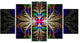 Fabulous Multi Color Fractal Art, Abstract Canvas Art Print, 60"x32", 5 Panels