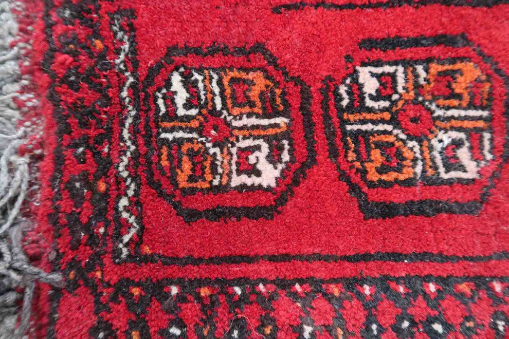 Handmade Vintage Afghan Ersari Mat 0.7'x0.9', 24cmx30cm, 1970s
