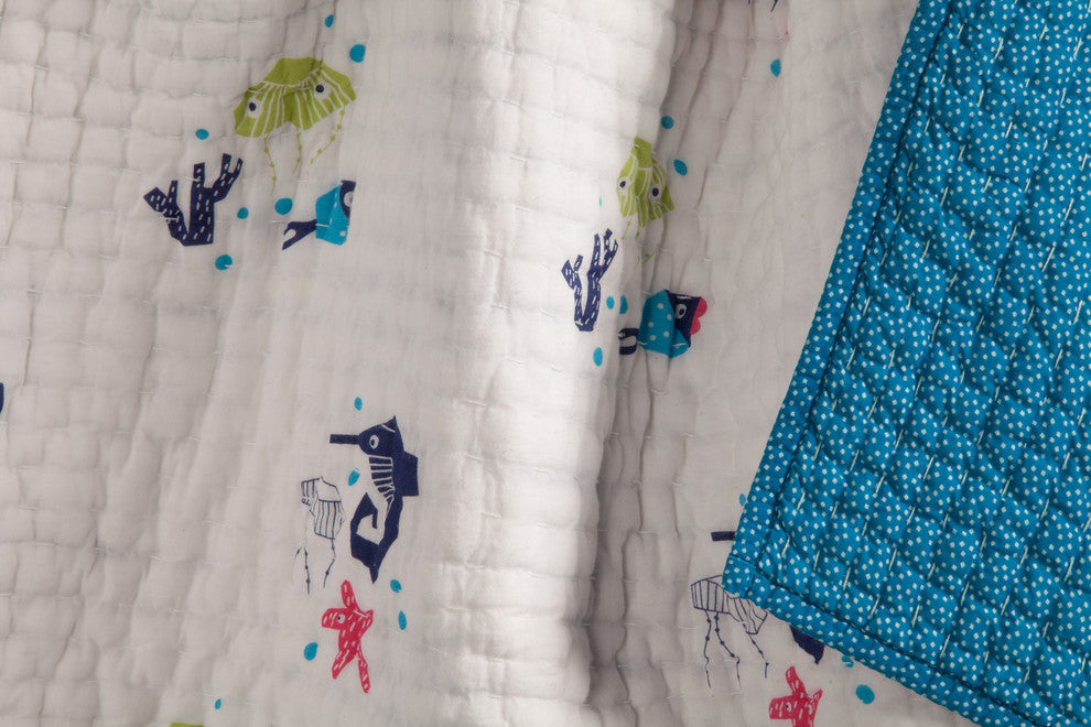 Nursery Works Oceanography Organic Cotton Hand-Quilted Blanket