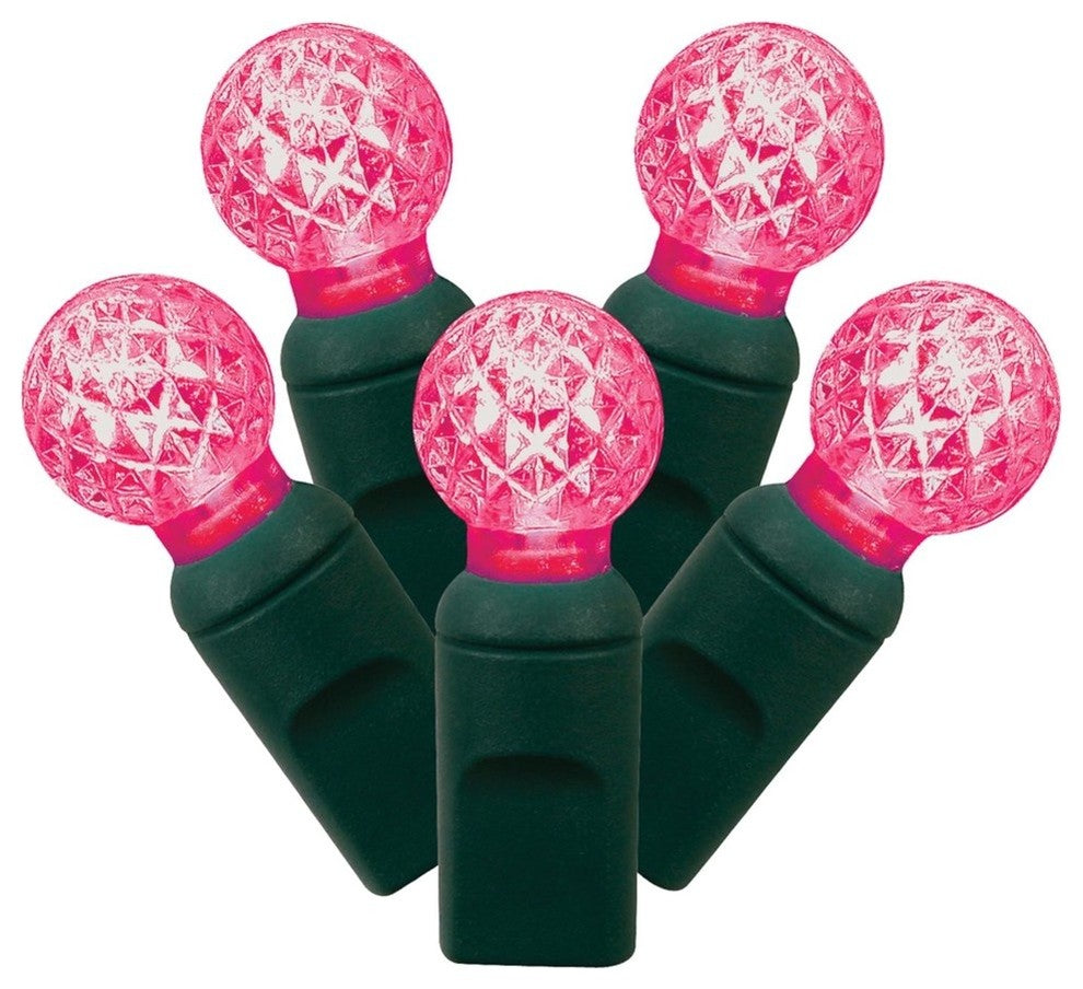 Vickerman 100-Light LED Wire G12 End Connecting 4"x34', Magenta, Green