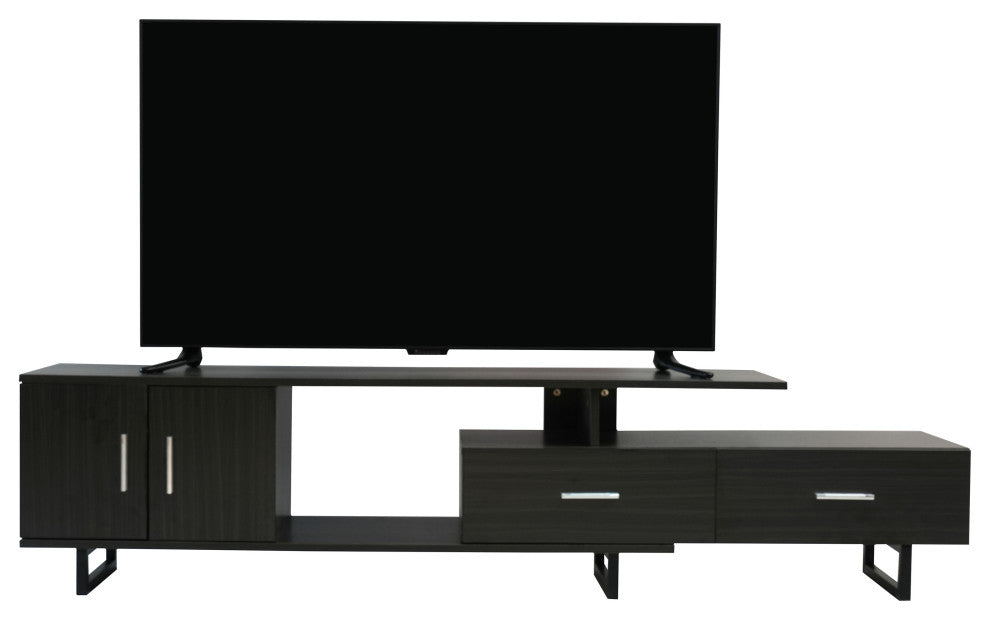 Avery 55-inch 2-Drawer 4-Shelf TV Stand in Steel, Phantom Gray