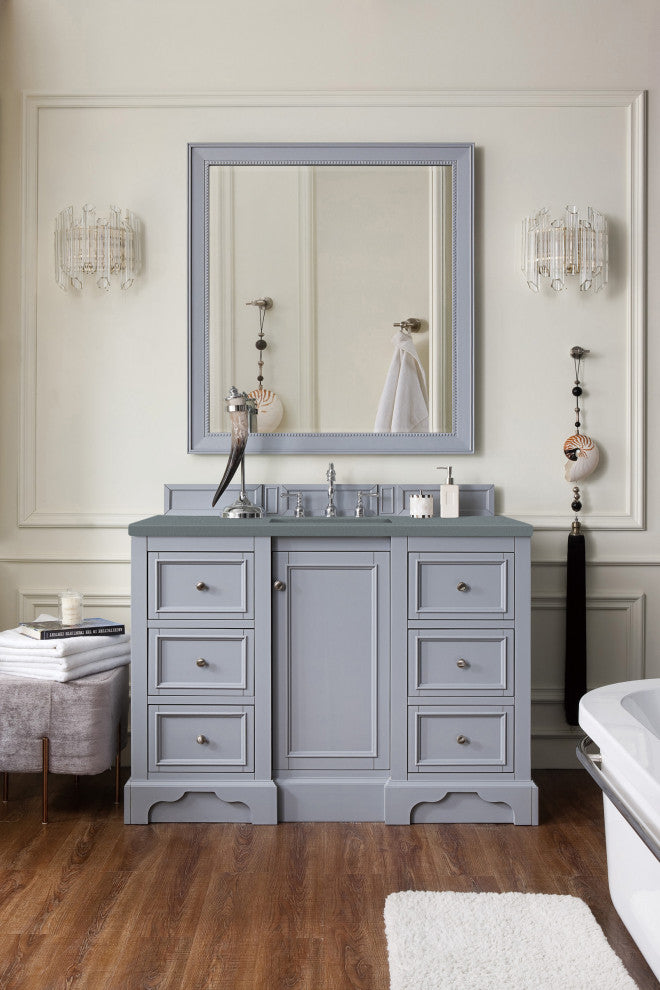 James Martin 825-V48-SL-3CBL De Soto 48" Single Vanity Silver Gray Quartz Top