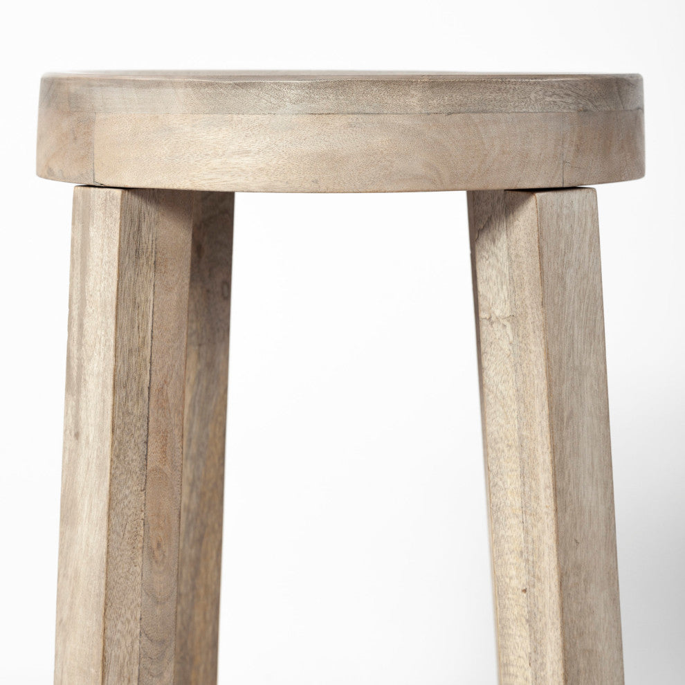 Brahma White Washed Solid Wood Bar Stool