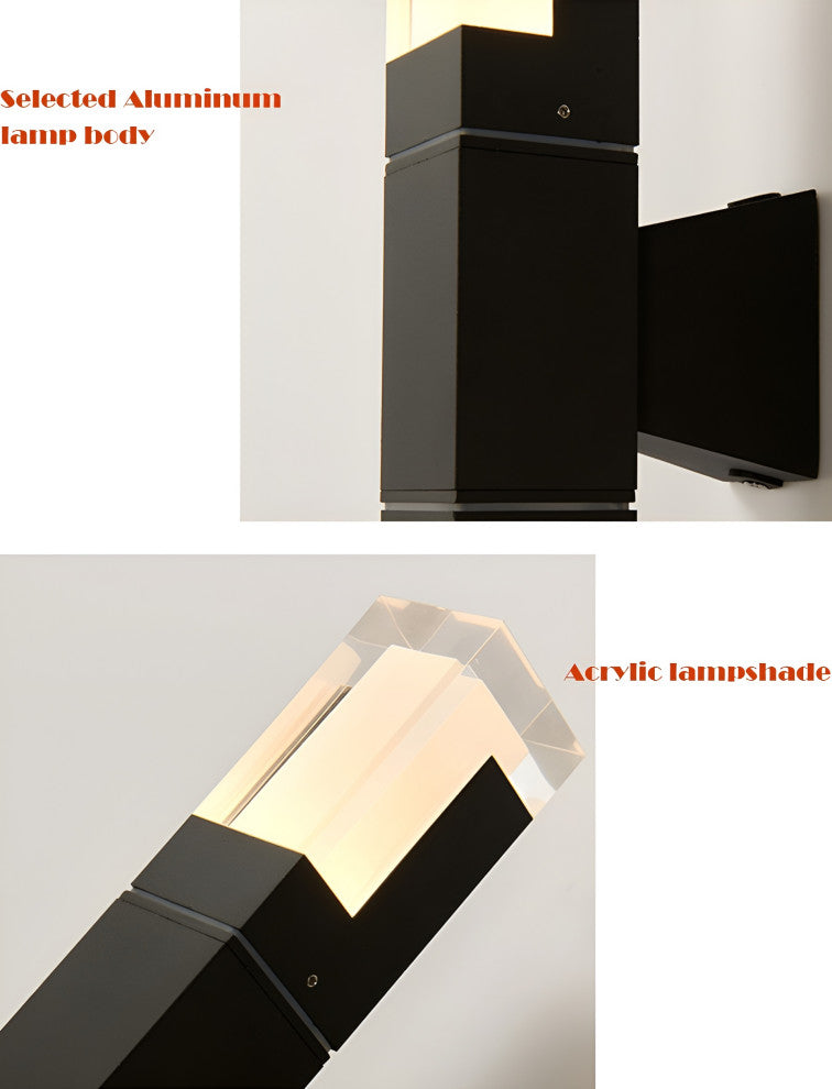 Modern Black Outdoor Waterproof LED Wall Mounted Lamp For Villa, Porch, A