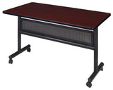 Kobe 48" Flip Top Mobile Training Table With Modesty, Mahogany